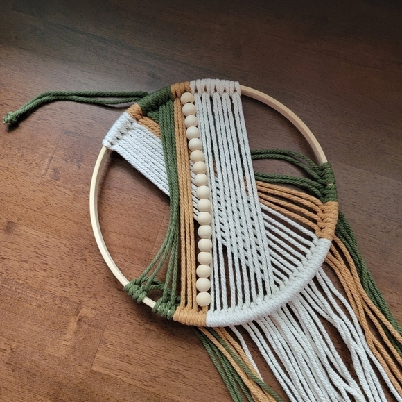 Beaded Macrame Boho Fringe Tassel Wall Art Hanging Decor - Picture 11 of 13